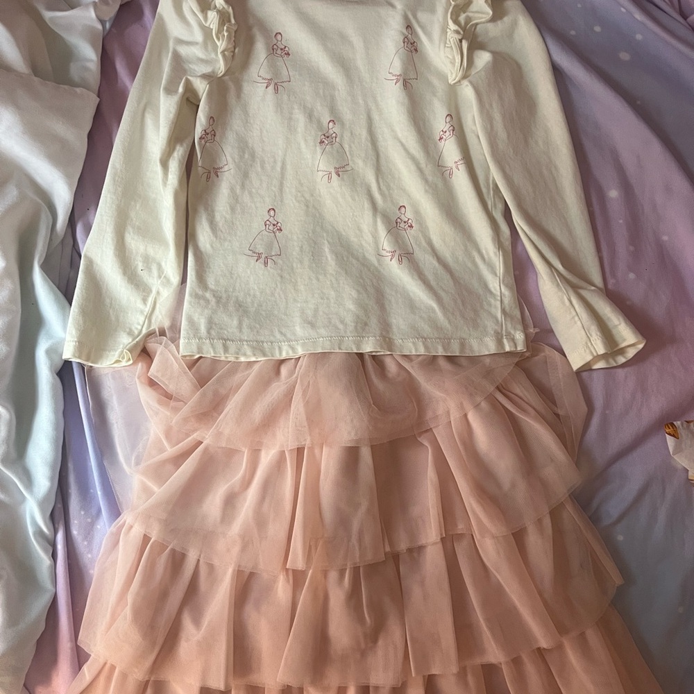Janie and Jack Cream and Pink Kids Matching Set